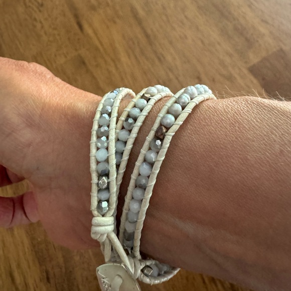 Nakamol Handcrafted Wire Wrapped Bracelet & Earrings Set Leather Natural Stones - Picture 8 of 15